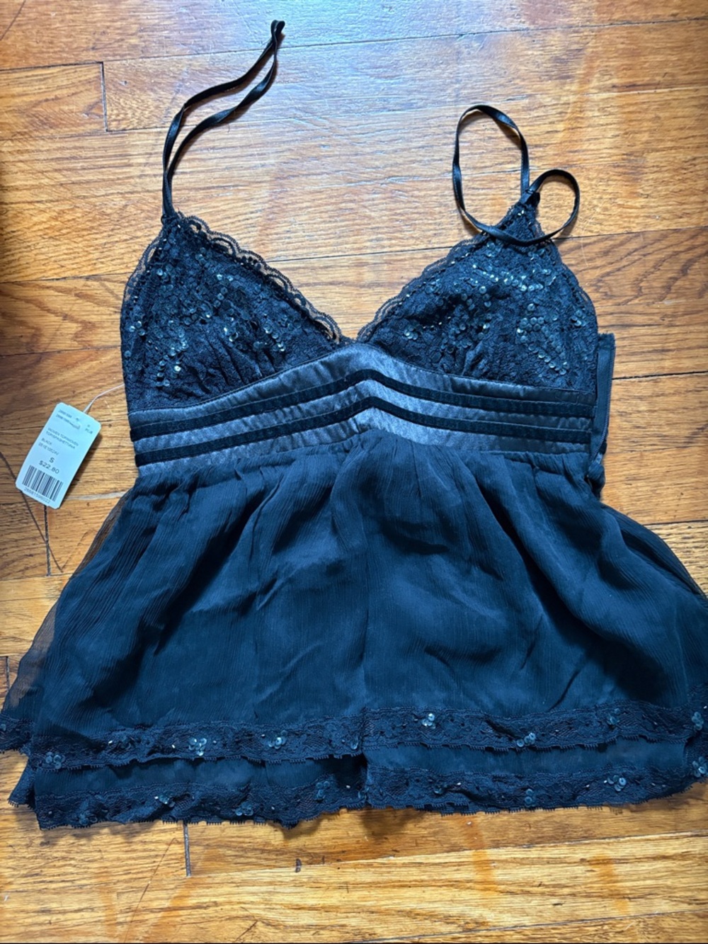 Forever 21 Black Lace Tiered Cami Top